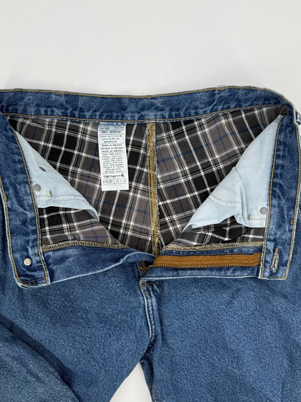 Carhartt B172 DST Flannel Lined Denim Jeans 34x32 Dark Stone Relaxed  Workwear